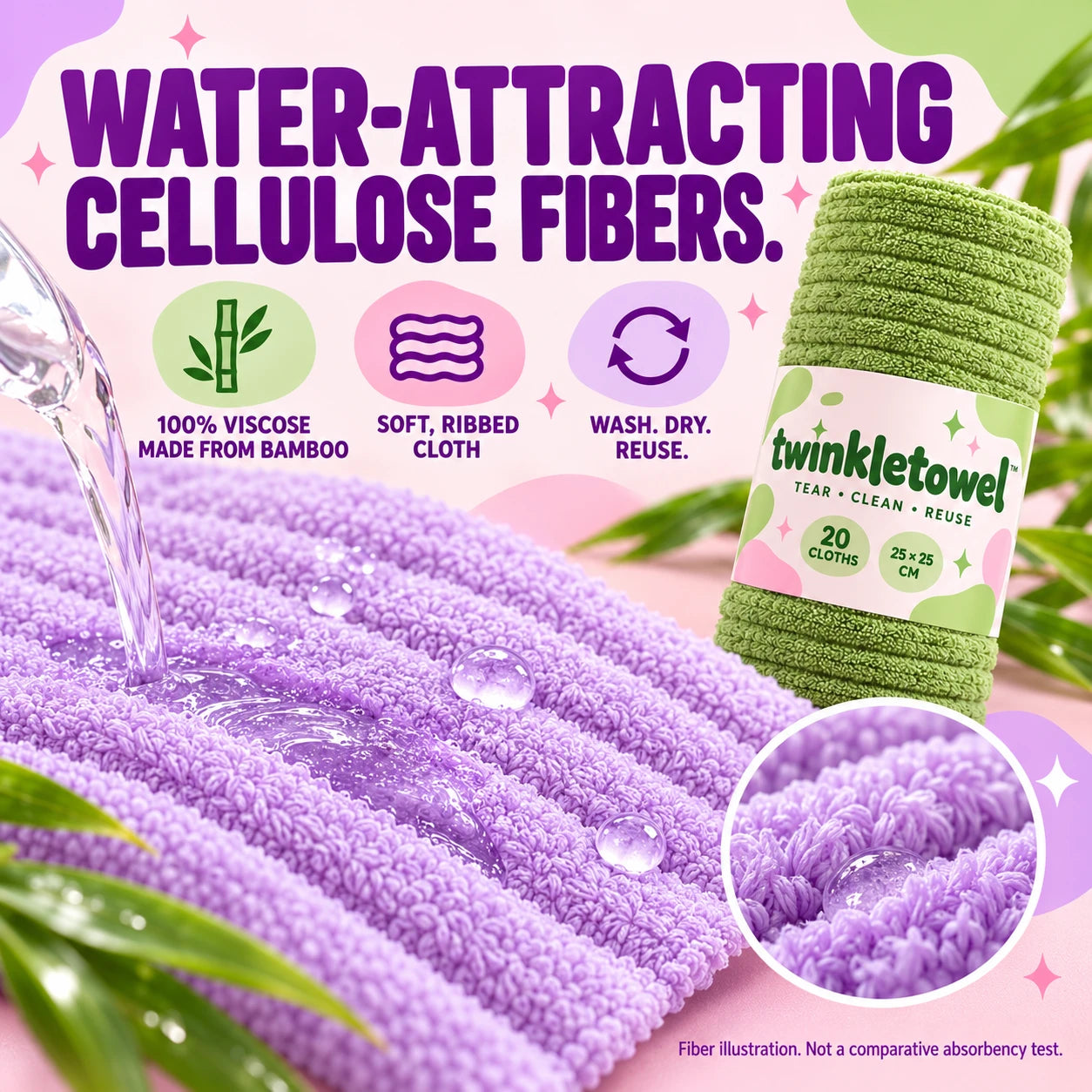 Water-attracting cellulose fiber illustration